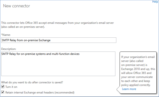 Office 365 as SMTP server new connector