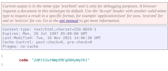 Autorisation code resultaat